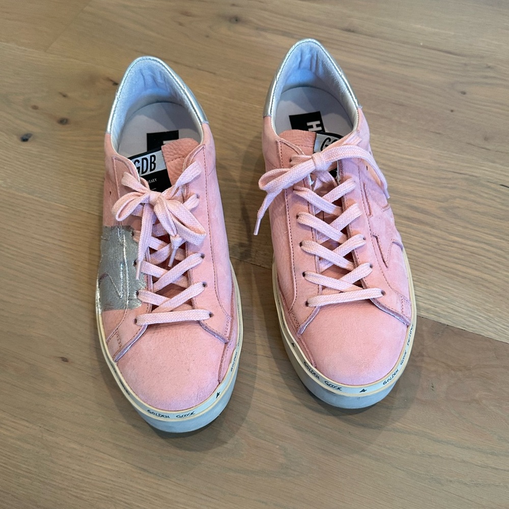 Golden Goose Pink Suede Hi Star with Silver paint limited edition barely worn - Picture 7 of 12